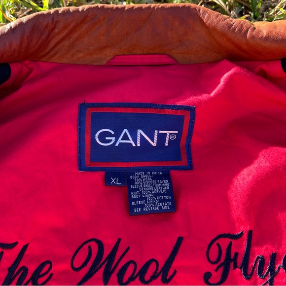 Vintage Gant Wool & Leather Varsity Color Block Bomber Wool Flyer Jacket Mens XL - Picture 3 of 12